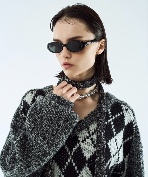 セーター ニット Argyle melange V-neck knit / アーガイルメランジV