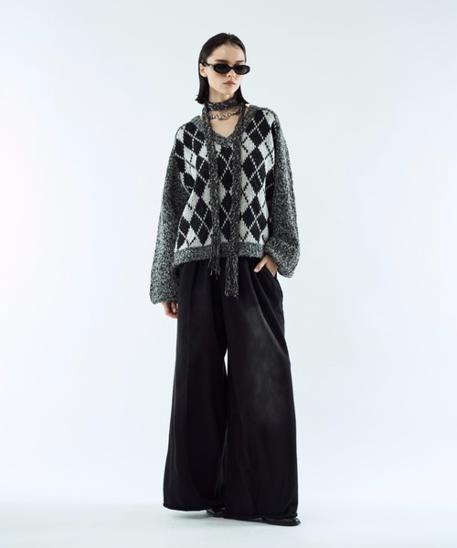セーター ニット Argyle melange V-neck knit / アーガイルメランジV
