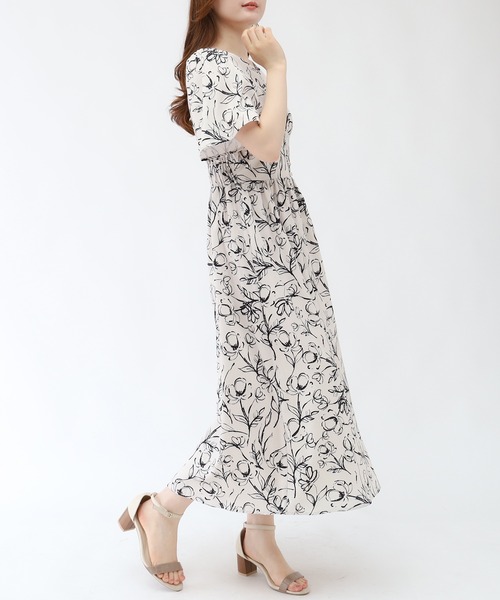 「TRUDEA」 半袖ワンピース MEDIUM ベージュ レディース_画像2