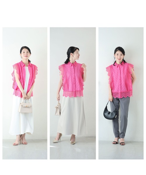 ピンク　レース　ブラウス　肩パット April Jane】ヴィンテージレースブラウス #2カラー | ALL | JUMELLE