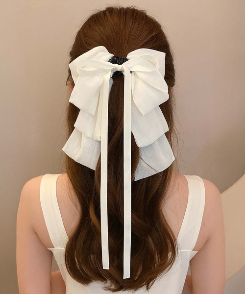 VIBGYOR ヘアクリップ 「IZU」 大人可愛い 3段フリルリボン バレッタ