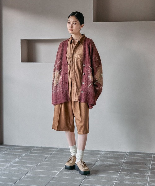 LEPSIM（レプシィム） カーディガン 7ゲージモヘヤ混アーガイル