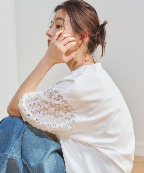 「Droite lautreamont」 半袖カットソー FREE ホワイト レディース_画像3