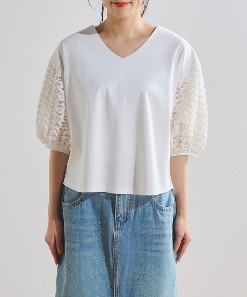 「Droite lautreamont」 半袖カットソー FREE ホワイト レディース_画像4