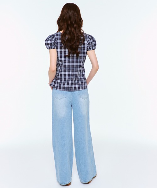 「FEKETE」 半袖ブラウス MEDIUM ネイビー レディース_画像4