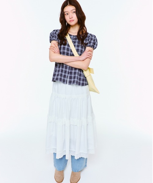 「FEKETE」 半袖ブラウス MEDIUM ネイビー レディース_画像7