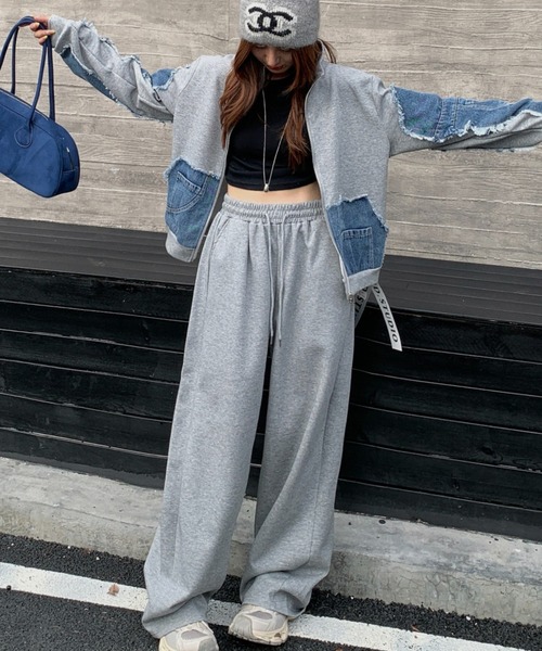 FAVORITO セットアップ 異素材切り替えデニムセットアップ レディース