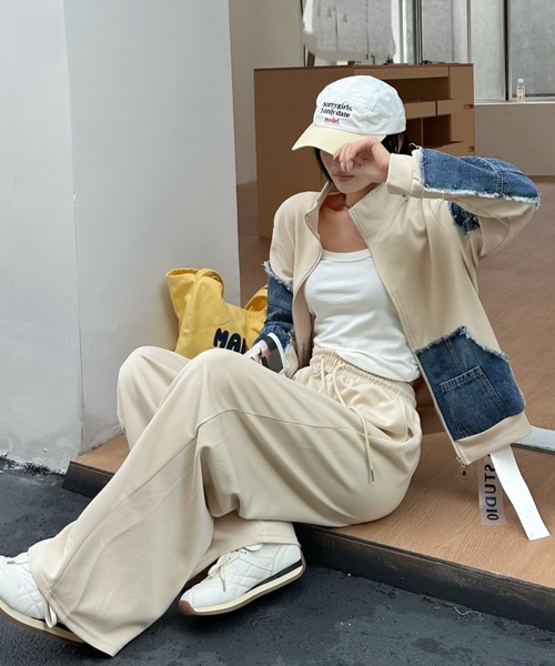 FAVORITO セットアップ 異素材切り替えデニムセットアップ レディース