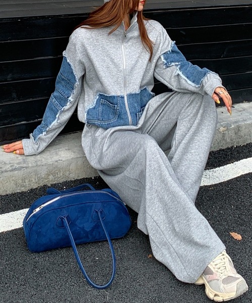 FAVORITO セットアップ 異素材切り替えデニムセットアップ レディース