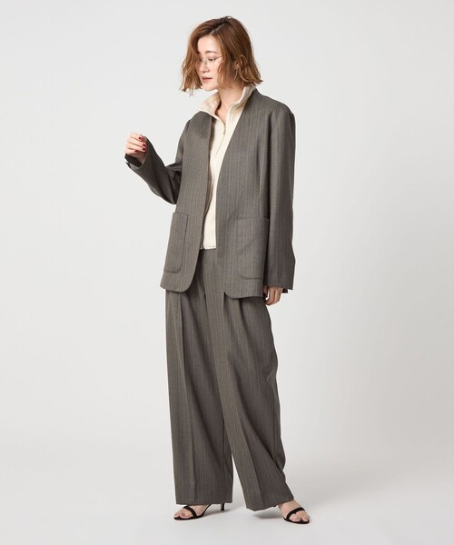 conte ヘリンボーン　タックワイドパンツ UNITED ARROWS｜<conte>ストライプ ヘリンボーン タック ワイドパンツ