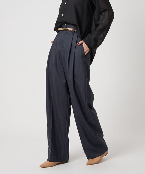 conte スラックス パンツ 「conte」ストライプ ヘリンボーン タック