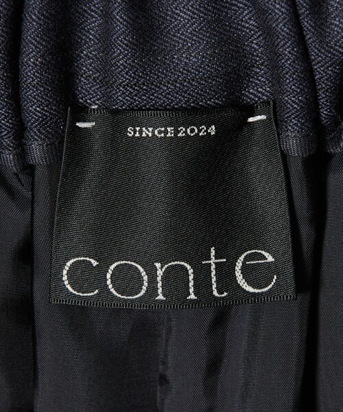 conte スラックス パンツ 「conte」ストライプ ヘリンボーン タック