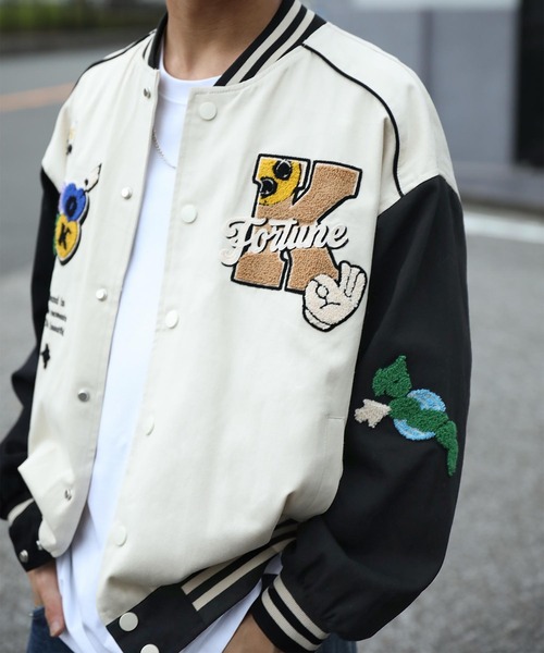 スタジャン HOOK -original- アメカジサガラ刺繍スタジャンジャケット