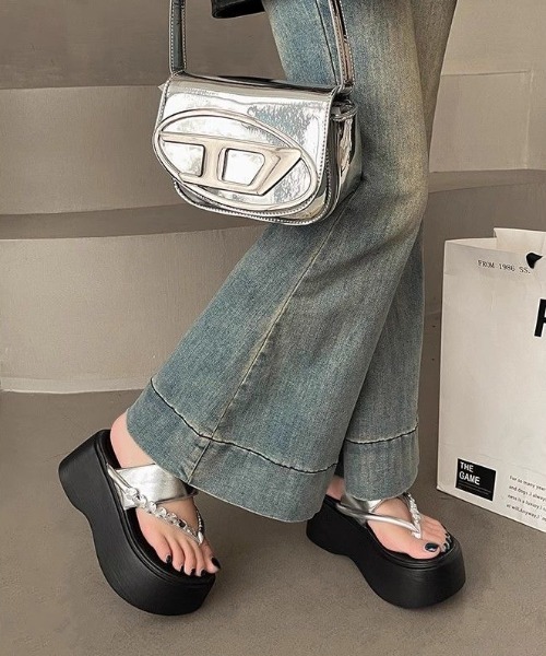 「Sibra」 フラットサンダル M ブラック レディース_画像2