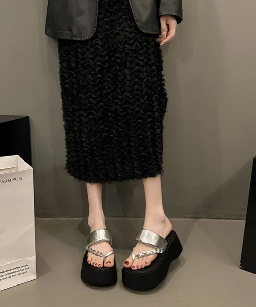 「Sibra」 フラットサンダル M ブラック レディース_画像6