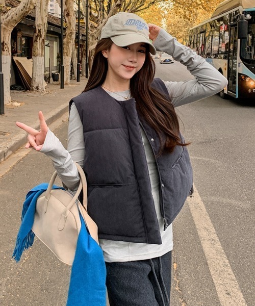 kolor ダウンベスト　コーデュロイ ダウンベスト ベスト コーデュロイ ノーカラー エコダウンベスト