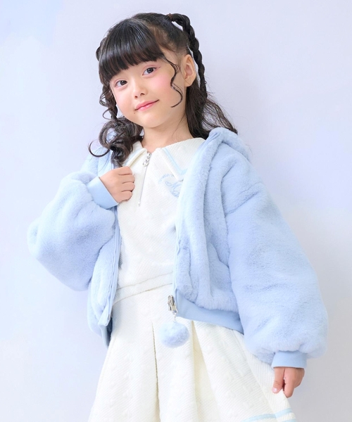 メゾピアノ　リバーシブルどうぶつ フェイクファーブルゾン　ブルー　140 新品 リバーシブルどうぶつ フェイクファーブルゾン(90cm ライト ブルー