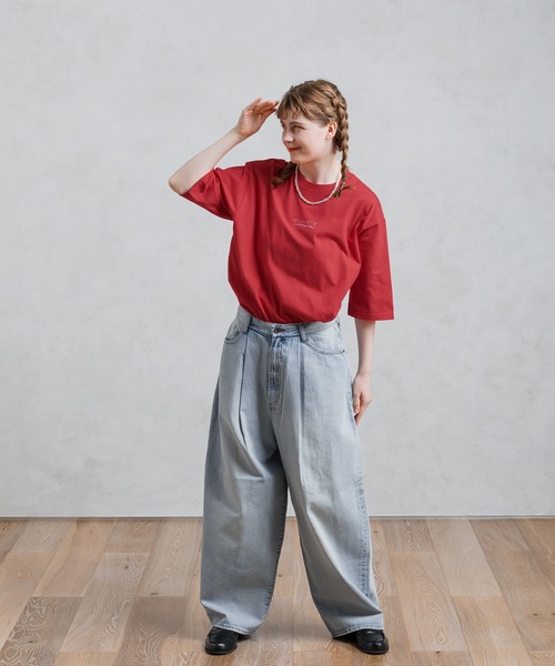 「MUHET」 半袖Tシャツ MEDIUM レッド レディース_画像8