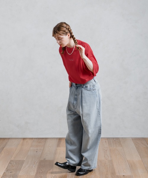 「MUHET」 半袖Tシャツ MEDIUM レッド レディース_画像9