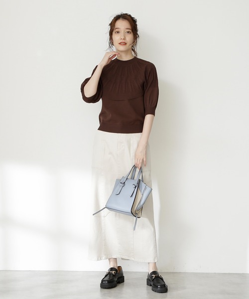 「N.（N. Natural Beauty Basic）」 半袖ニット MEDIUM クリーム レディース_画像4