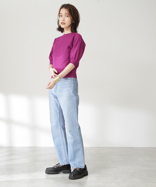 「N.（N. Natural Beauty Basic）」 半袖ニット MEDIUM クリーム レディース_画像9