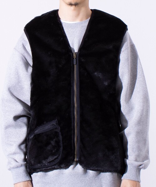 Barbour 黒ファーベスト ジッパー付き Barbour（バブアー） ベスト ジレ 「BARBOUR/バブアー」フロントジップ