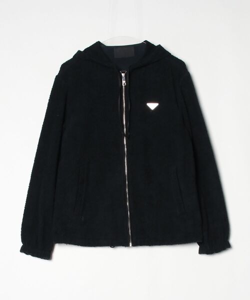 PRADA（プラダ） ワンポイントジップアップパーカー 44 ブラック