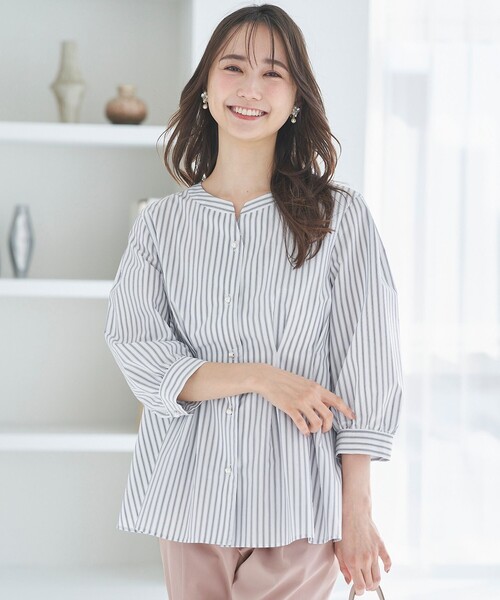 「ANY SIS」 7分袖ブラウス 2 グレー レディース_画像3