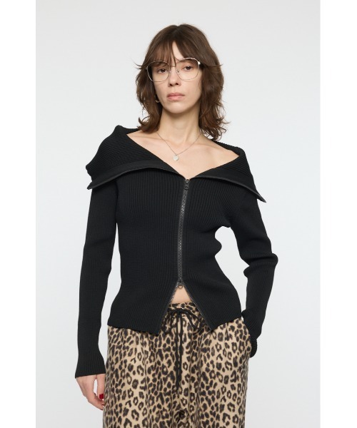 ニット◆XS MOUSSY（マウジー） ニット セーター BIG COLLAR ZIP UP ニット