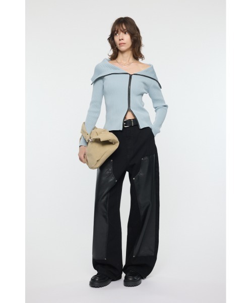MOUSSY（マウジー） ニット セーター BIG COLLAR ZIP UP ニット