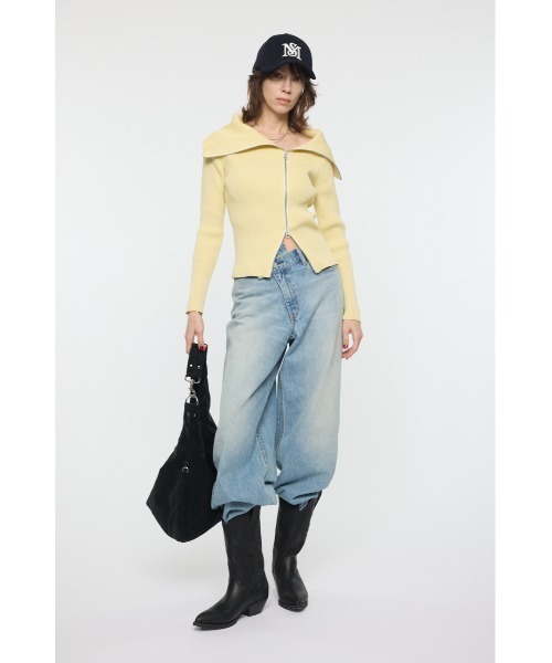 MOUSSY（マウジー） ニット セーター BIG COLLAR ZIP UP ニット