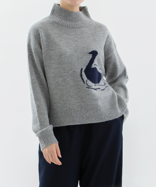 nop de nod（ノップドゥノッド） ニット セーター スワンインターシャ