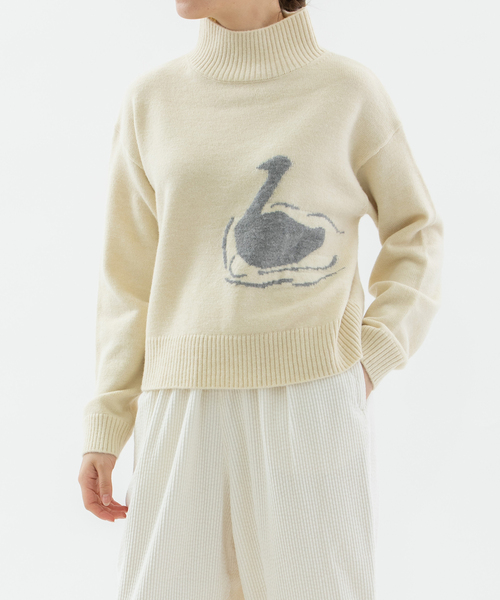 nop de nod（ノップドゥノッド） ニット セーター スワンインターシャ