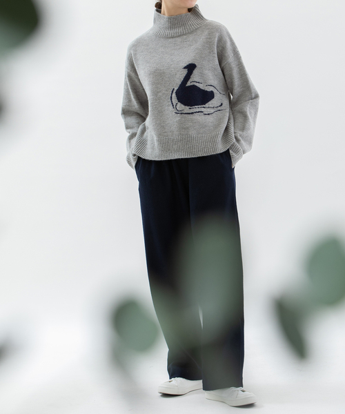 ノップドゥノッド（nop de nod）/スワンインターシャハイネックセーター nop de nod（ノップドゥノッド） ニット セーター スワンインターシャ