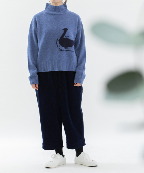 nop de nod（ノップドゥノッド） ニット セーター スワンインターシャ