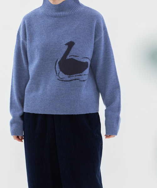 nop de nod（ノップドゥノッド） ニット セーター スワンインターシャ
