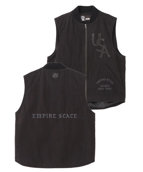 AVIREX（アヴィレックス） ベスト ジレ LEATHER PATCH DUCK VEST