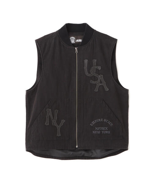 AVIREX（アヴィレックス） ベスト ジレ LEATHER PATCH DUCK VEST