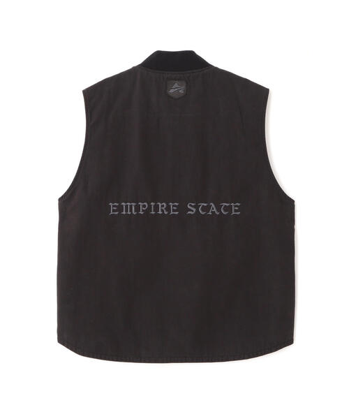 AVIREX USA ブラック革ベスト AVIREX（アヴィレックス） ベスト ジレ LEATHER PATCH DUCK VEST