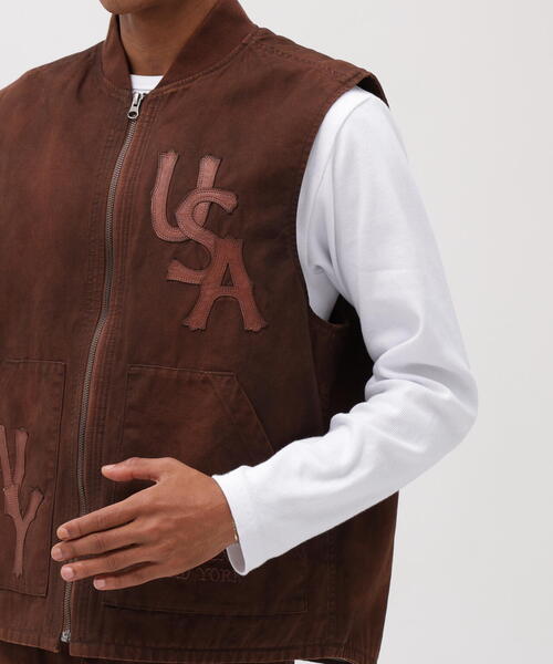 AVIREX（アヴィレックス） ベスト ジレ LEATHER PATCH DUCK VEST