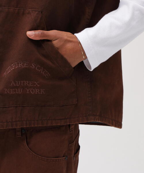 AVIREX（アヴィレックス） ベスト ジレ LEATHER PATCH DUCK VEST