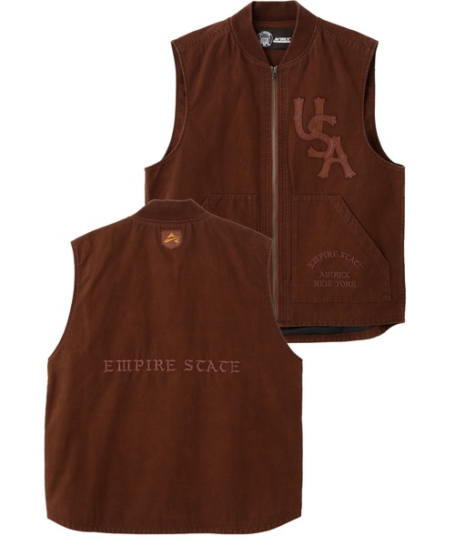 AVIREX（アヴィレックス） ベスト ジレ LEATHER PATCH DUCK VEST