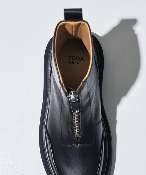 TOGAPULLA トーガプルラ　レザー ショートジップブーツ ブラック 38 TOGA PULLA（トーガ プルラ） トーガ プルラ ショートブーツ AJ1150