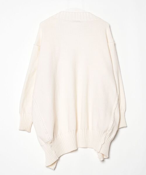 「mystic」 ニットカーディガン フリ- ホワイト レディース_画像2