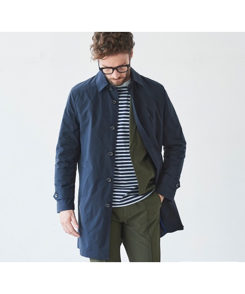 「g-stage」 ステンカラーコート 46 ネイビー メンズ_画像3