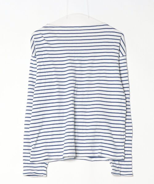 「LORO」 ボーダー柄長袖カットソー FREE ホワイト レディース_画像2