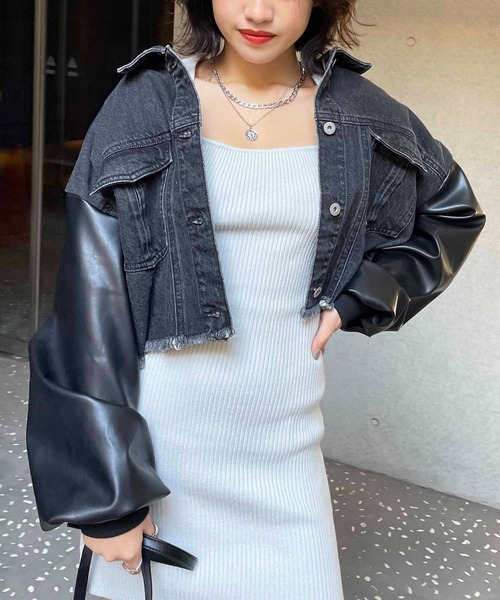 「SPIRALGIRL」 デニムジャケット FREE ブラック レディース_画像4