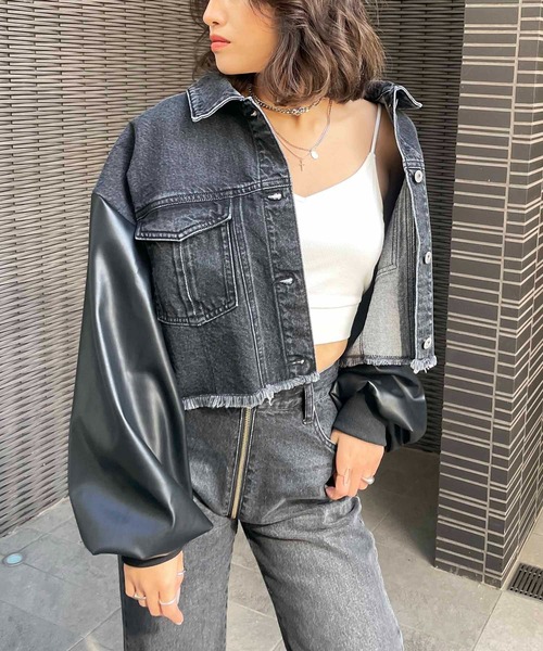 「SPIRALGIRL」 デニムジャケット FREE ブラック レディース_画像8