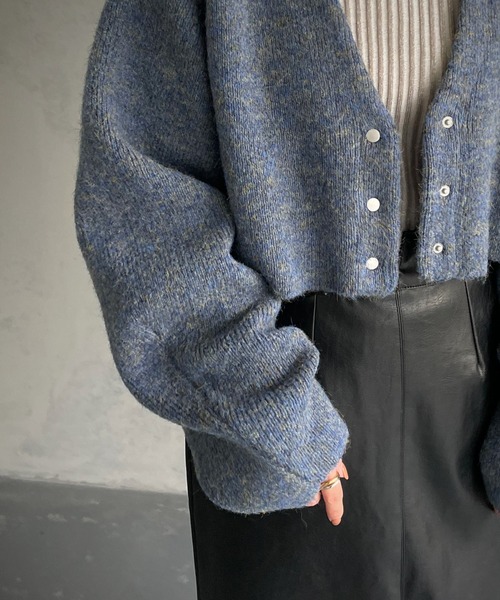 「&g'aime」 ニットカーディガン FREE ダークパープル レディース_画像3