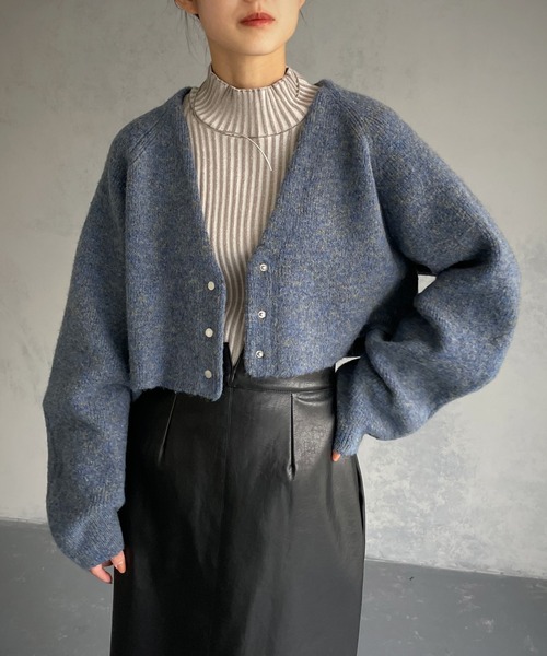 「&g'aime」 ニットカーディガン FREE ダークパープル レディース_画像4